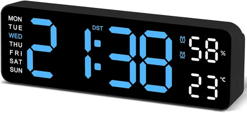 Vista 10 de JoFomp Reloj de pared digital con pantalla grande, relojes de pared LED de 9 pulgadas para decoración de sala de estar, reloj digital