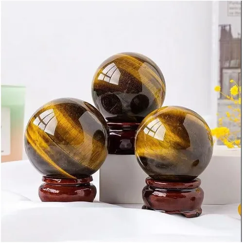 Vista 7 de Bola esférica de cristal curativo de ojo de tigre natural para reiki equilibrio, meditación, decoración del hogar y la oficina