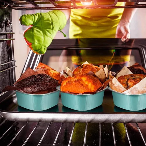 Vista 3 de Patelai 100 juegos de moldes para pasteles en forma de corazón con tapas, 100 ml / 3.4 fl oz/3.4 onzas, moldes de aluminio para magdalenas