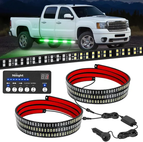Vista 19 de Nilight 2 piezas de 24 pulgadas de tira de luces estroboscópicas para parrilla de camiones, 384 LED, luz de emergencia ámbar, flexible, intermitente