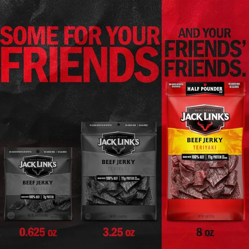 Vista 7 de Jack Link's Carne Seca de Res, Teriyaki, Bolsa Grande de Cecina de Media Libra - Aperitivo de Carne Sabroso, Aperitivos de Proteína Listos