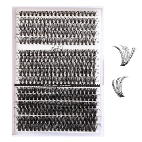 Vista 11 de Extensiones de pestañas en racimo, 72 racimos de pestañas individuales, extensiones de pestañas postizas, kit de extensión de pestañas para colocar