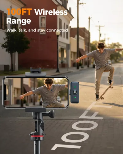 Vista 5 de SX29 Micrófono Lavalier inalámbrico para iPhone 17/16/15 y Android, mini micrófono USB-C Plug & Play, reducción de ruido AI, micrófono magnético