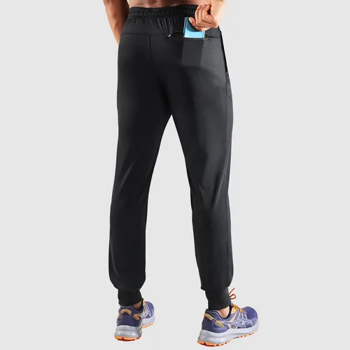 Vista 5 de Haimont Pantalones deportivos para hombre con bolsillos con cremallera, cintura elástica, ligeros, para correr, entrenamiento, gimnasio