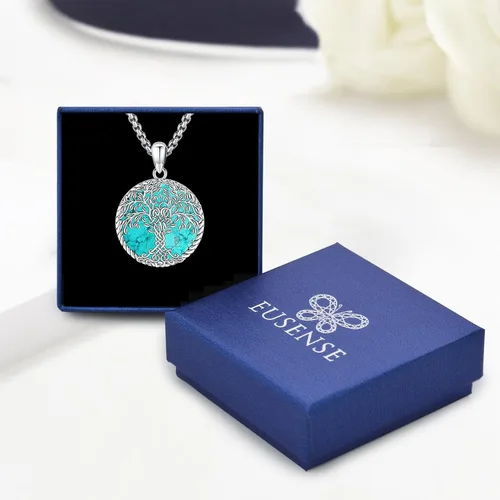 Vista 5 de Eusense Joyas de turquesa para mujer, collar de piedra lunar, collar de turquesa, plata de ley 925, joyería occidental para mujer, pulseras