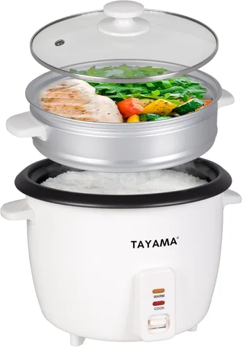 Vista 7 de Tayama Arrocera con bandeja de vapor 3 tazas, color blanco (RC-03R)