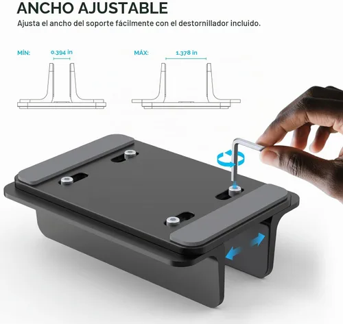 Vista 2 de YICOSUN Soporte vertical de aluminio para laptop para escritorio, base de ancho ajustable para MacBook, Surface, Samsung, HP, Dell de hasta 17.3