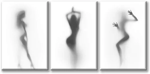 Vista 9 de Arte de pared para decoración de baño, 3 piezas, arte de pared en blanco y negro, pósteres sexys, impresión en lienzo, pintura de silueta nebulosa
