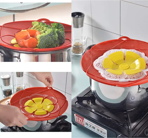 Vista 5 de 1 paquete de tapa de tapón antiderrames y tapa de tapón de desbordamiento para sartenes y ollas para hervir, protección contra derrames y aberturas