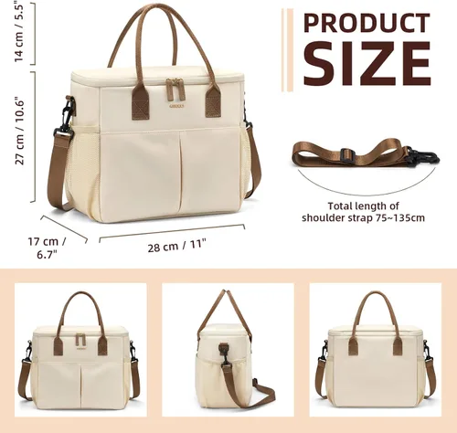Vista 6 de MDODO Bolsas de almuerzo grandes aisladas para mujeres y hombres, lonchera para adultos con correa para el hombro para el trabajo, pícnics, salidas