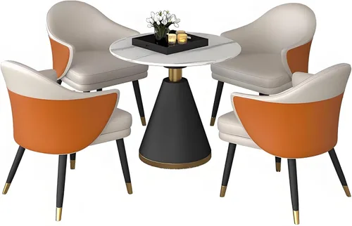 Vista 8 de YVYKFZD Juego de mesa y silla para sala de recepción de oficina, mesa auxiliar para sala de conferencias, juego de mesa de comedor simple para Azul