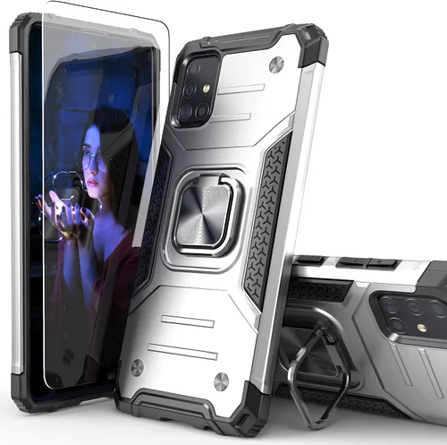 Vista 12 de Funda para Galaxy A71 5G con protector de pantalla, a prueba de caídas, ajuste delgado, con soporte para automóvil, funda protectora ligera
