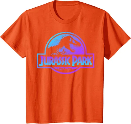 Vista 37 de Jurassic Park Camiseta de manga corta con logotipo Fossil azul y morado Negro