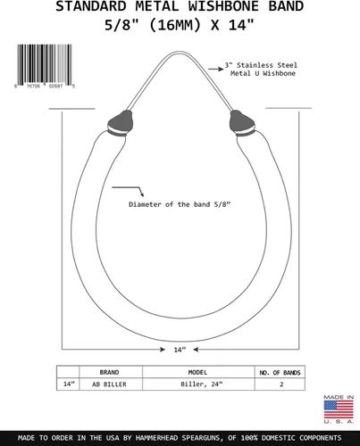 Vista 2 de Hammerhead Spearguns Bandas de metal de 5/8" (16mm) para JBL, AB Biller y Ocean Rhino
