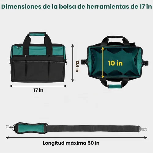 Vista 3 de FamilyKit Bolsa de herramientas resistente de 17 pulgadas para hombres