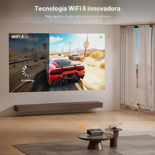Vista 6 de [2000 ANSI y aplicación con licencia oficial] Proyector inteligente 4K con WiFi y Bluetooth, enfoque automático y Keystone, proyector portátil