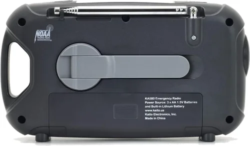 Vista 3 de Kaito Radio de emergencia KA580 Digital Solar Dynamo Crank Wind Up AM/FM y NOAA receptor de radio meteorológico con alerta en tiempo real, Negro