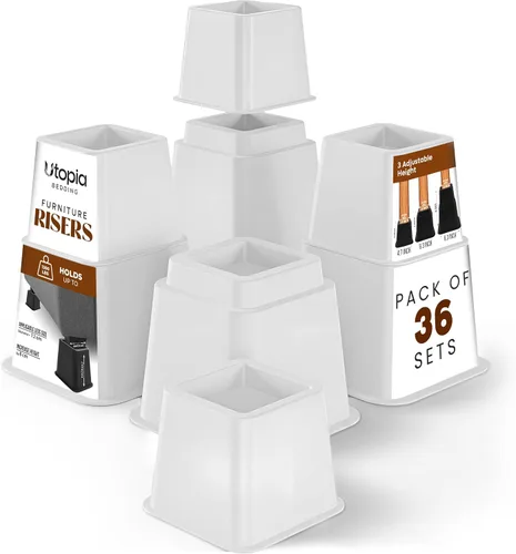 Vista 18 de Utopia Bedding - Elevadores de cama ajustables de 3, 5, 8 pulgadas - Juego de 4 elevadores de muebles resistentes para camas, sofá y escritorio