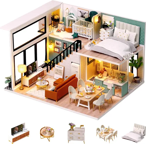Vista 12 de Flever Casa de Muñecas en Miniatura Kit DIY para Casa Creativa con Muebles para Regalo Romántico de San Valentín (Historias de Flores)