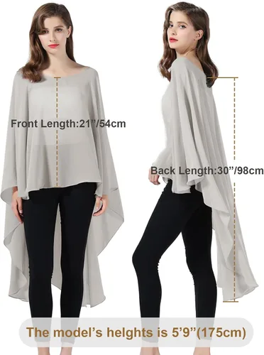 Vista 5 de BEAUTELICATE Capa de gasa para boda, capa nupcial, poncho superpuesto para mujer, talla grande