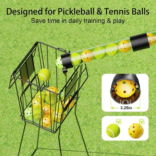 Vista 4 de Recuperador de bolas de pickleball de 17 bolas y soporte de bolas con correa, protector de espalda para accesorios de pickleball, rápido