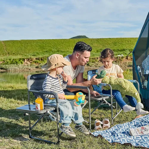 Vista 2 de Busy Bee Oversized Kids Camping Chair with Cup Holder, High Back Toddler Chair Kids Folding Chair, Perfect for Beach & Outdoor, Supports 150 Lbs.