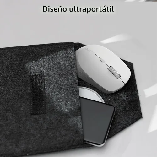 Vista 7 de Rapoo M300G - Mouse inalámbrico silencioso, mouse Bluetooth para portátil, 2.4 GHz con receptor USB, seguimiento óptico de 2400 DPI ajustable