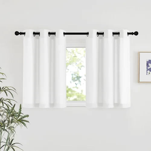 Vista 76 de NICETOWN - Cortinas de lino angora para ventana de cocina sobre el fregadero, con ojales, lino grueso angora, tratamientos cortos para ventanas