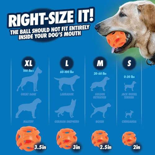 Vista 3 de Pelota de juguete Chuckit! Air Fetch para perros, pequeña (5.08 cm de diámetro), para perros de 0-9 kg, paquete de 2 Diseño hueco, similar a