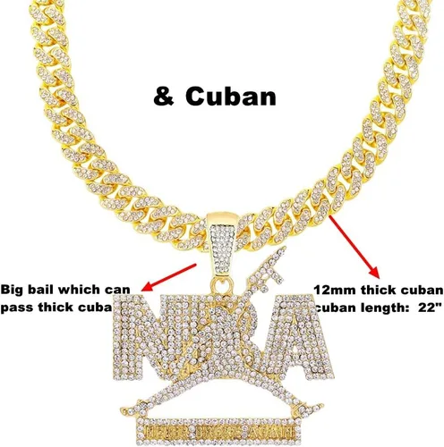 Vista 3 de Cadenas colgantes para hombre HH Bling Empire Iced Out Nba Youngboy de plata y oro. Collares de zapatos deportivos de diamante que nunca se rompe