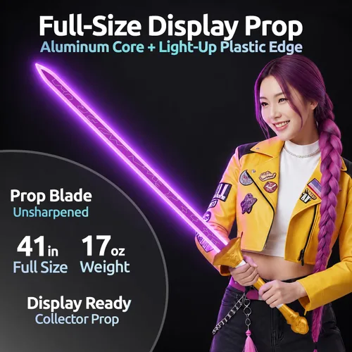 Vista 4 de Espada iluminada morada de 41 pulgadas, recargable