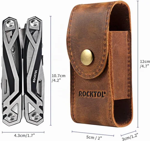 Vista 4 de Funda multiherramienta, funda de cuero con cierre de presión premium para cinturón, funda de cuchillo multiherramienta de 4.2" para EDC, camping