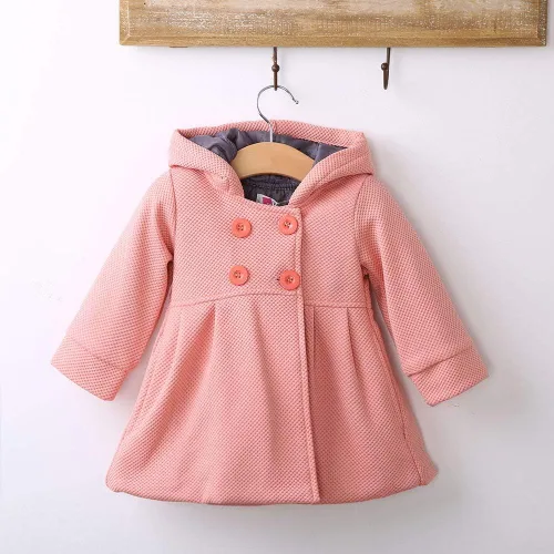 Vista 2 de Abrigo cálido de otoño e invierno con capucha para bebés y niñas