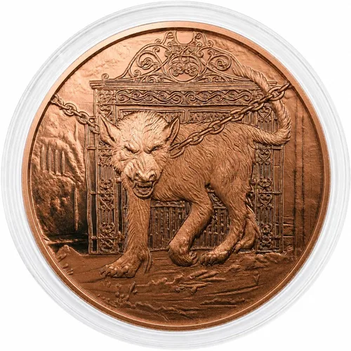 Vista 7 de Cernunnos Celtic Moneda de lingotes redondos de cobre .999 puro de 1 onza en cápsula con COA por Heavenly Metals