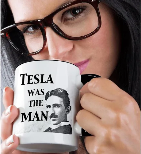 Vista 2 de 3dRose Tesla Was The Man - Taza de 11 onzas, color negro