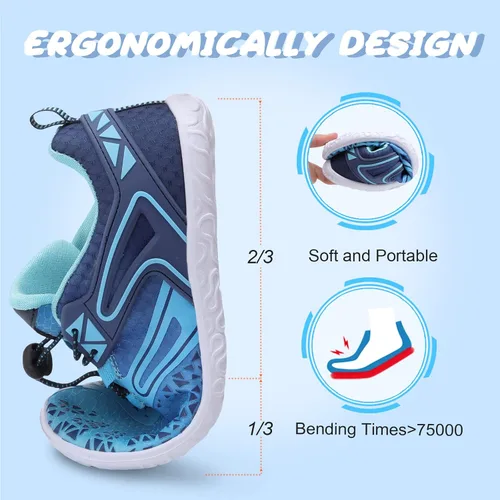 Vista 5 de L-RUN Zapatos de agua para hombre y mujer, zapatos de agua descalzos para senderismo, secado rápido, calcetines acuáticos para natación, buceo
