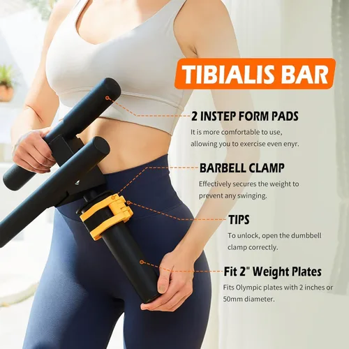 Vista 2 de Tibialis Trainer Tib Bar Raise Machine Equipo de ejercicio Entrenamiento de fuerza Rasgando músculos de la parte inferior de las piernas Amarillo