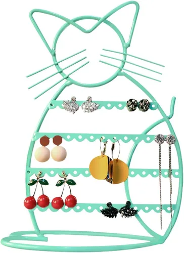Vista 10 de Urban Deco Soporte Organizador de Joyas en Forma de Gato, Organizador de Aretes de Metal con 48 Agujeros para Pendientes, Organizador de Exhibición