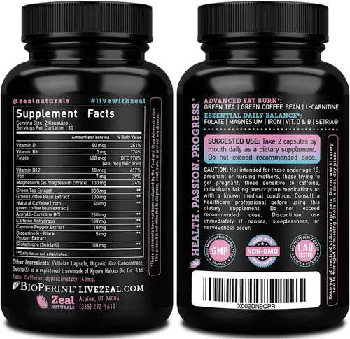 Vista 2 de Zeal Naturals Apoyo a la pérdida de peso para mujeres + vitaminas para el equilibrio diario (hierro, vitamina D, setria, folato) píldoras de apoyo