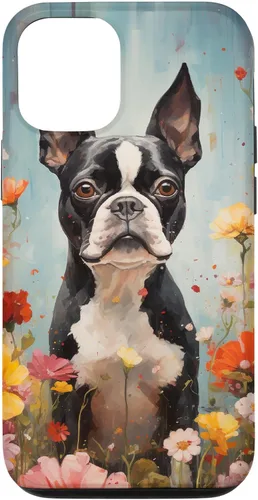 Vista 28 de Boston Terrier in Flower Garden Dog Art Lovers Design Case for iPhone 17