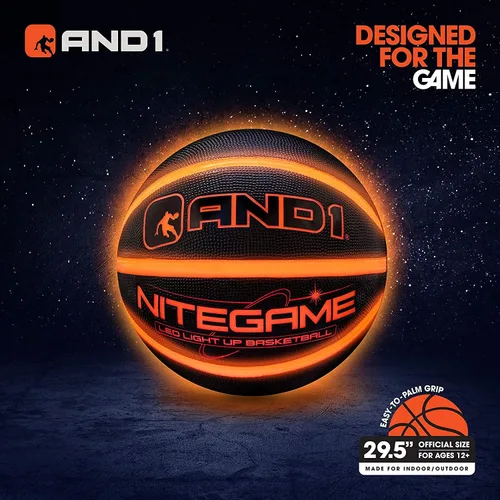Vista 2 de AND1 Nitegame LED Light Up Basketball - Impact Activated Glow in The Dark - Regulation (29.5 inches), for Outdoor or Indoor, Sold Deflated