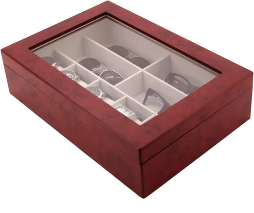 Vista 2 de Tech Swiss Valet - Bolígrafos de madera para gafas, relojes de joyería, 5 compartimentos extra grandes (Burlwood)