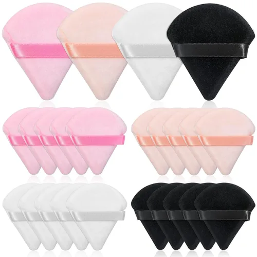Vista 11 de Thrilez 20 piezas Borlas de Polvo Triangulares, Borlas de Polvo Suelto Borlas de Maquillaje para Polvo Facial, Borla de Polvo Fijador