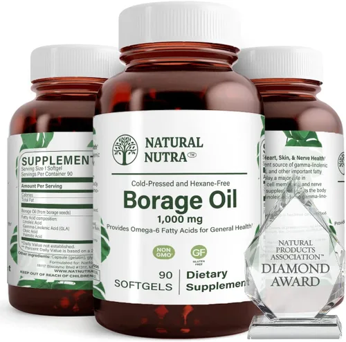 Vista 3 de Suplemento de aceite de borraja natural, ácido graso omega-6, 30 cápsulas blandas