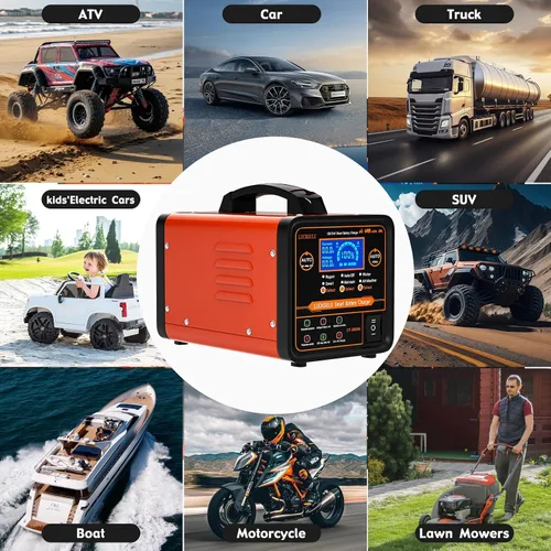 Vista 8 de Cargadores de batería de coche de 12 V/24 V resistentes, mantenedor de batería automático de 15 A con apagado automático, reparación, modo