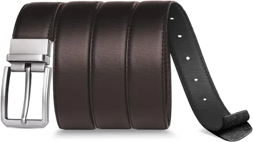 Vista 4 de Mens Casual Leather Belts - Reversible Belts For Men - Dual Side Adjustable buckle Dress Pants Mens Belts