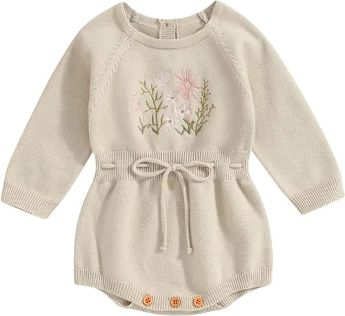 Vista 15 de ZAXARRA Suéter de bebé niña mameluco suéter de punto bordado flor sudadera mameluco ropa de otoño infantil