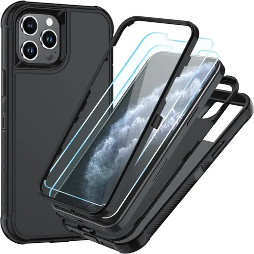 Vista 64 de SunStory Funda compatible con iPhone 11 con protector de pantalla HD, 3 capas de alta resistencia de cuerpo completo, funda protectora híbrida 3