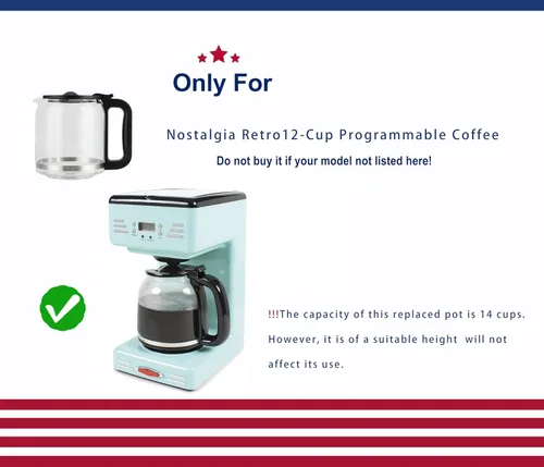 Vista 2 de Repuesto de cafetera compatible con Nostalgia Retro 12 tazas de café programable
