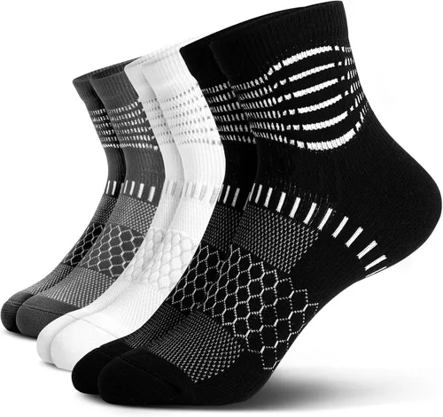 Vista 17 de IRAMY Calcetines de compresión de tobillo Coolmax para mujeres y hombres, calcetines que absorben la humedad, alivio de la fascitis plantar, 3/5